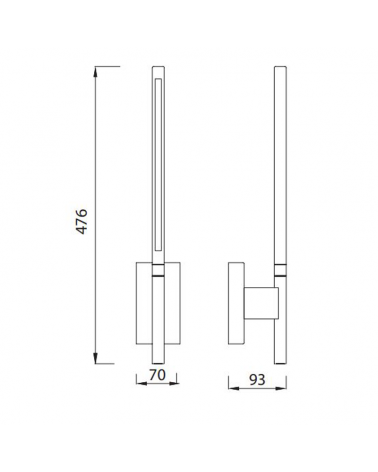 LED wall lamp 47.6cm high in aluminum 6W 3000K