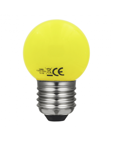 LED small round bulb 45 mm. Color Yellow LED E27 0.9W