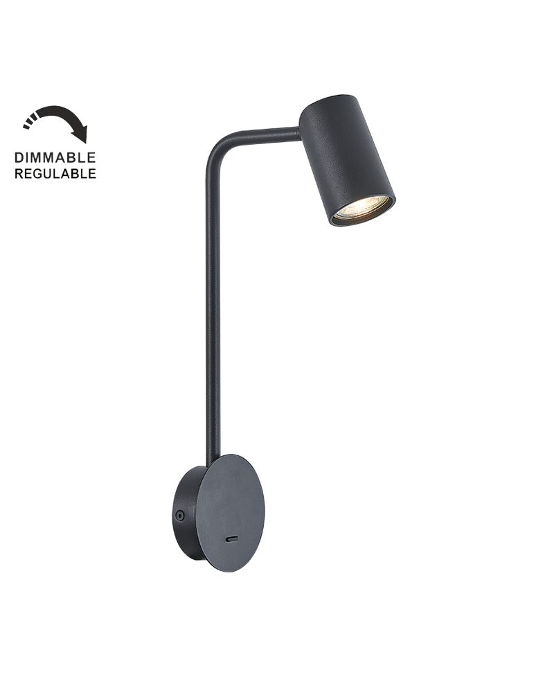 Aplique de pared 38,3cm de altura GU10 de aluminio Orientable con interruptor Regulable