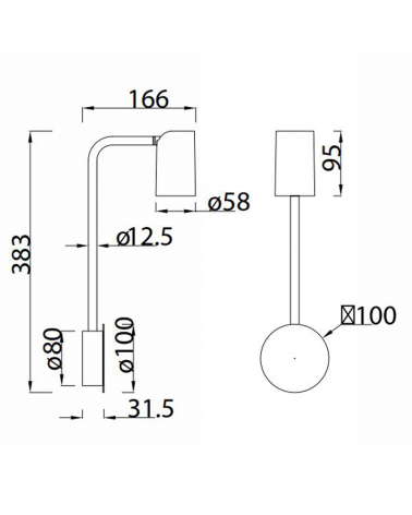 Wall lamp 38.3cm height GU10 aluminum Adjustable with switch Dimmable