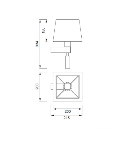 LED wall lamp lower 3W bronze steel 33.4cm and upper E27 with On/Off switch