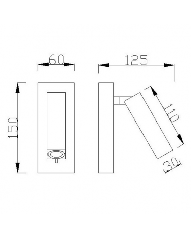 LED wall lamp 15cm 3W in aluminum with On/Off switch