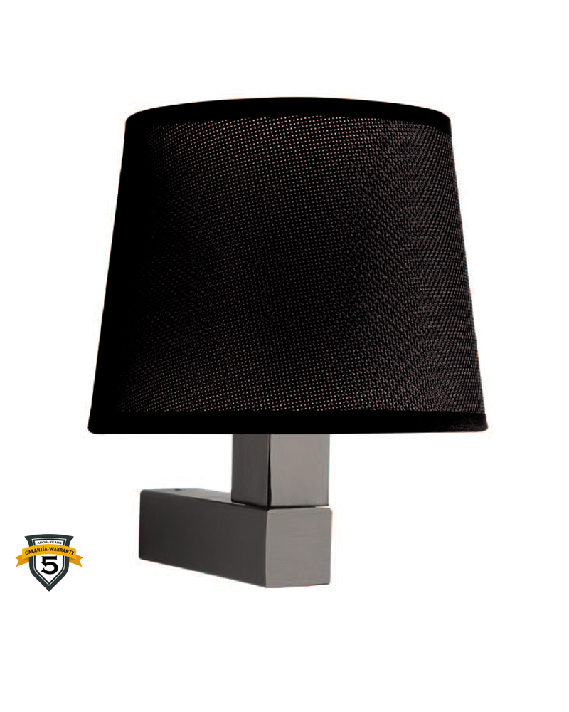Wall lamp 22.7cm E27 max. 20W in bronze steel and black textile lampshade