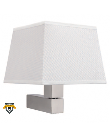 Wall lamp 22.7cm E27 max. 20W in nickel steel and white textile lampshade