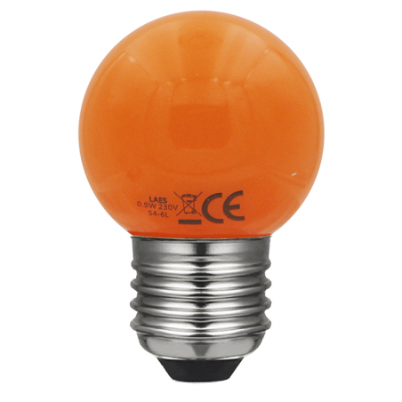 LED small round bulb 45 mm. Color Orange LED E27 0.9W