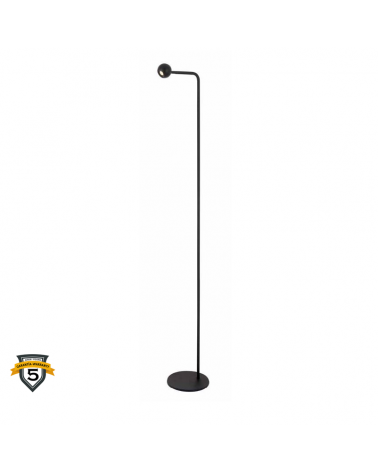 Lámpara de pie 125,3cm LED 6W de aluminio acabado negro 3000K Orientable