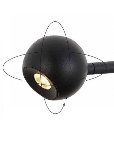 Lámpara de pie 125,3cm LED 6W de aluminio acabado negro 3000K Orientable