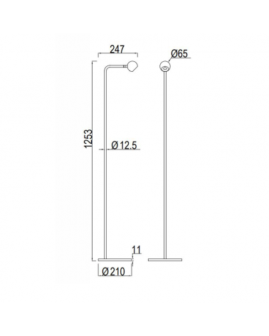 Lámpara de pie 125,3cm LED 6W de aluminio acabado negro 3000K Orientable