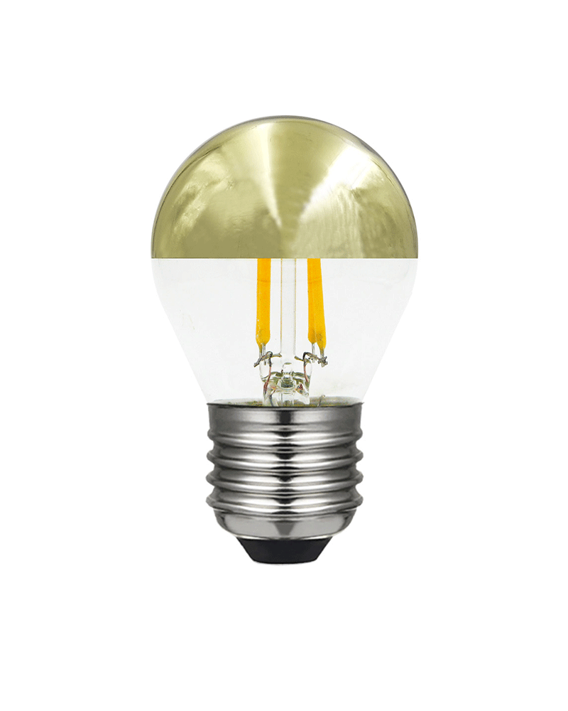 LED small round bulb 45 mm. Golden Mirror Dome LED filaments E27 4W 2700K 350Lm.