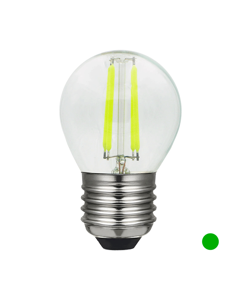 LED small round bulb 45 mm. filaments Color Green Dimmable E27 4W