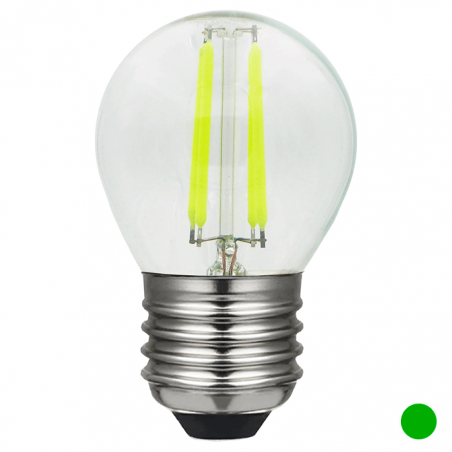 LED small round bulb 45 mm. filaments Color Green Dimmable E27 4W