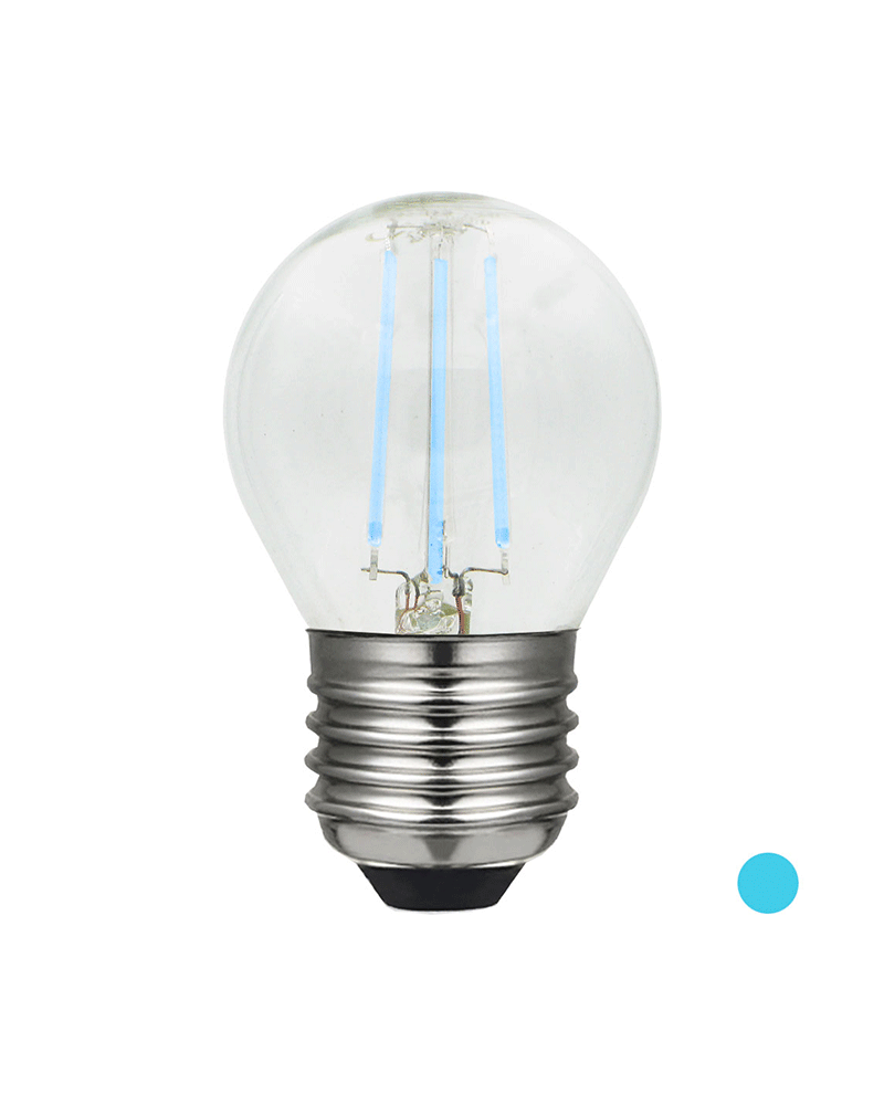LED small round bulb 45 mm. filaments Color Blue Dimmable E27 4W
