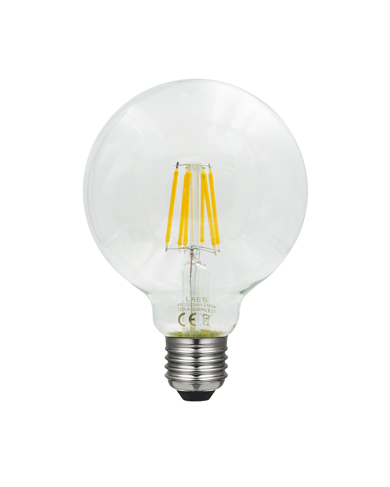LED Globe bulb 95 mm. Clara LED filaments E27 warm light