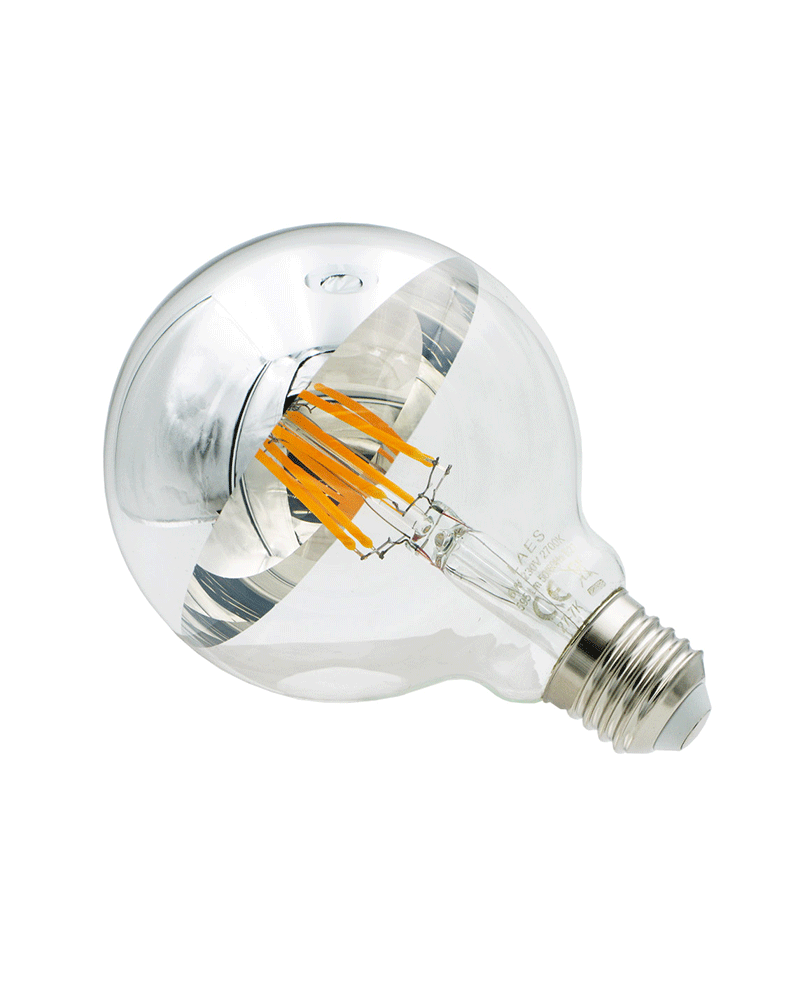 LED Globe bulb mm. Dome Mirror LED filaments Dimmable E27 6W 2700K 595Lm.