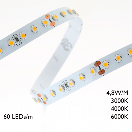 LED strip of 5 meters 60 Leds per meter 4.8W/m low voltage 24V