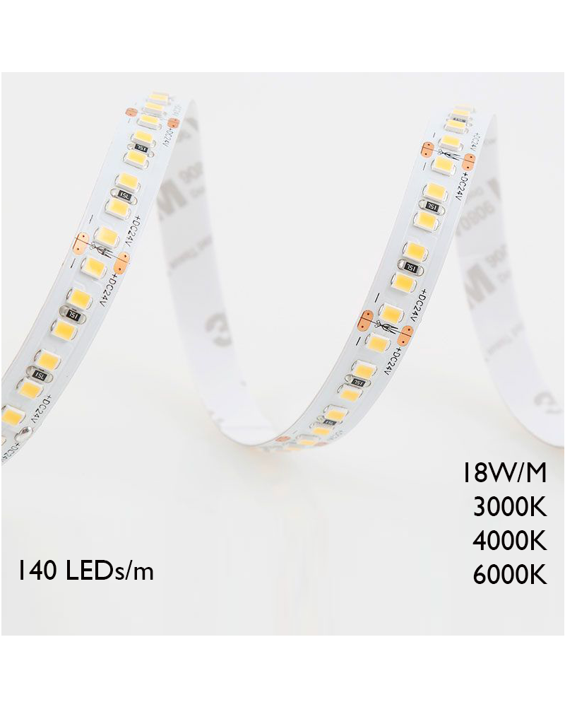 Tira LED de 5 metros 140 Leds por metro 18W/m baja tensión 24V