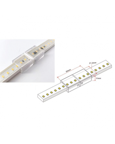 Straight connector for 230V LED strips with IP40