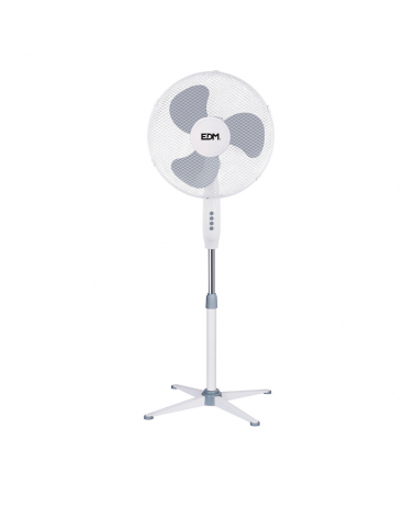 White standing fan 45W 40cm adjustable height 105-125cm
