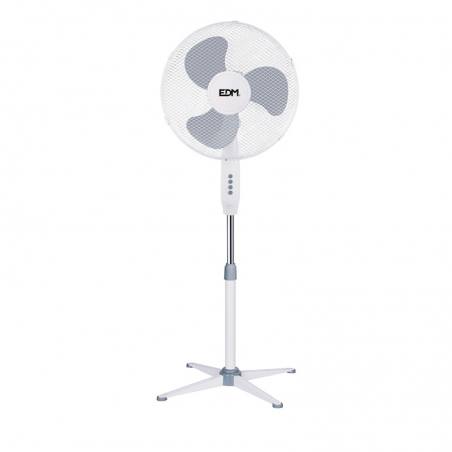 White standing fan 45W 40cm adjustable height 105-125cm