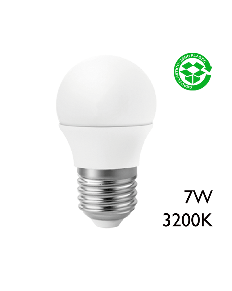 Bombilla esférica LED 7W E27 3200K 600Lm