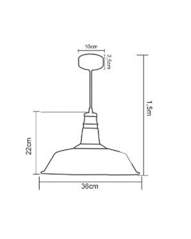Lámpara de techo de 36cm de metal en diferentes acabados 60W E27