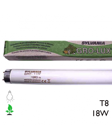 Tubo fluorescente 18W T8 Grolux para crecimiento de plantas Sylvania