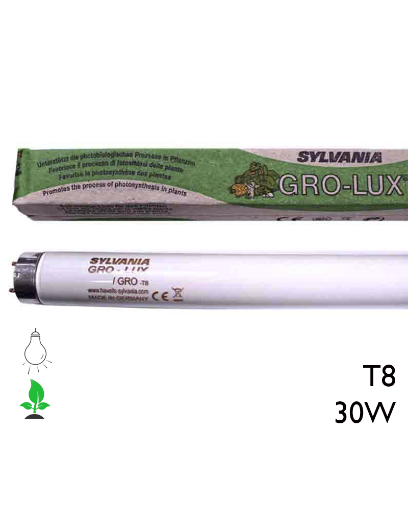 Tubo fluorescente 30W T8 Grolux para crecimiento de plantas Sylvania