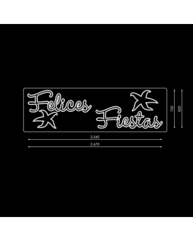 Cartel para calles FELIZ NAVIDAD con estrellas de 2,67 metros LEDs 73W