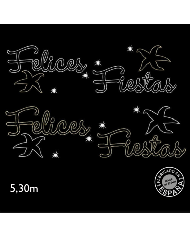 Cartel para calles FELIZ NAVIDAD con estrellas de 5,30 metros LEDs 120W