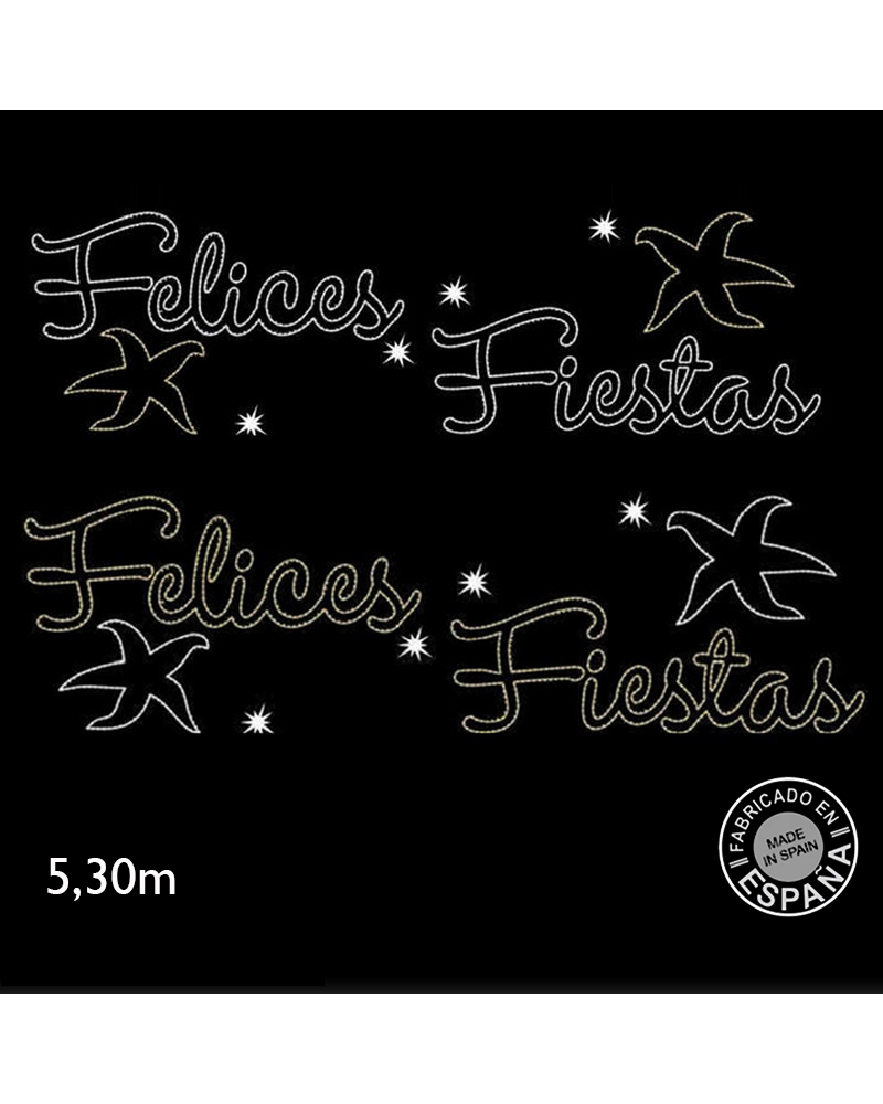 Cartel para calles FELIZ NAVIDAD con estrellas de 5,30 metros LEDs 120W