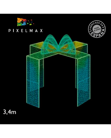 Caja de regalo LED intermitente 3D transitable PIXELMAX 3,40x3,40x3,40 metros baja tensión 12V para exteriores