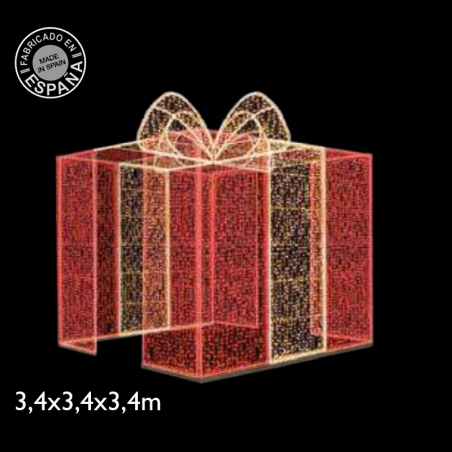 Walkable 3D flashing LED gift box 3.40x3.40x3.40 meters low voltage 24V for outdoor use