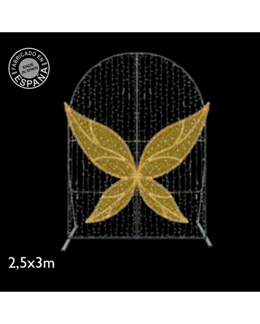 Photocall alas campanilla selfie 2,5x3 metros LED flash y tapiz IP65 baja tensión 24V