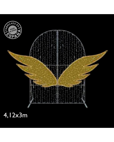 Photocall  angel wings space 4.12x3 meters LED flash and tapestry IP65 low voltage 24V