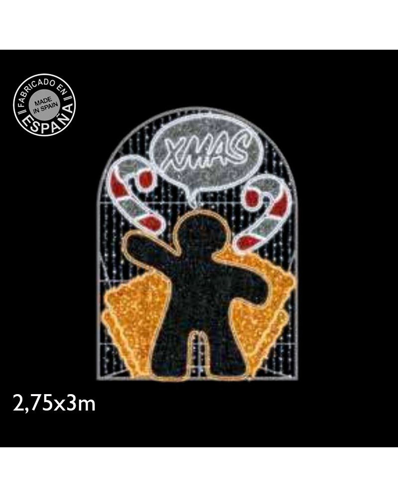 Espacio galleta jengibre selfie 2,75x3 metros LED flash y tapiz de colores IP65 baja tensión 24V