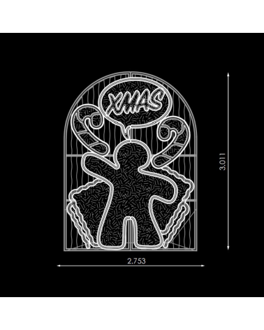 Espacio galleta jengibre selfie 2,75x3 metros LED flash y tapiz de colores IP65 baja tensión 24V