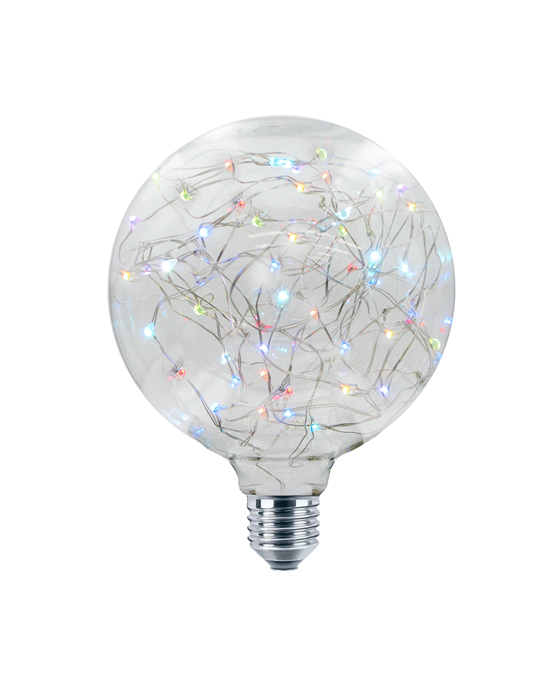 LED Clear Globe Bulb Multicolor Threads 125 mm. E27 1.4W 50Lm.