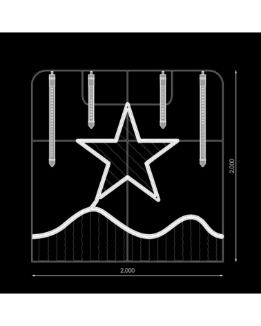 Christmas figure central star warm and cold light 2 meters suitable for outdoor use