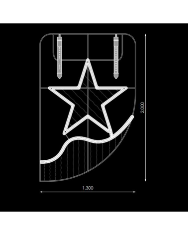 Figura Navideña lateral estrella luz cálida y fría 1,30 metros apto para exterior