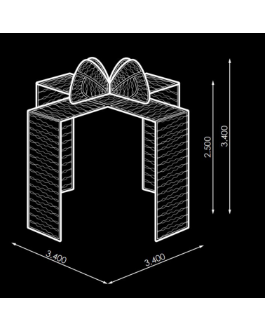 PIXELMAX Walkable 3D Flashing LED Gift Box 3.40x3.40x3.40 Meters Low Voltage 12V for Outdoors