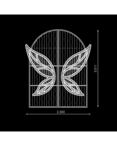 Photocall alas campanilla selfie 2,5x3 metros LED flash y tapiz IP65 baja tensión 24V