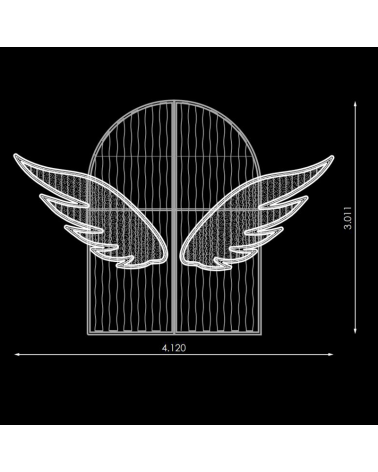 Photocall alas ángel selfie 4,12x3 metros LED flash y tapiz IP65 baja tensión 24V