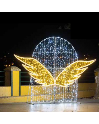 Photocall  angel wings space 4.12x3 meters LED flash and tapestry IP65 low voltage 24V