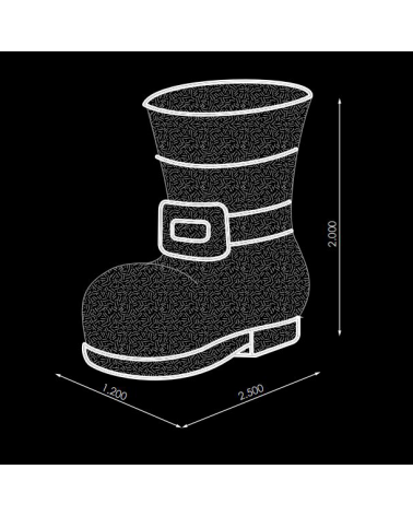 Bota Papá Noel selfie 1,20x2,5x2 metros LED y tapiz de colores IP65 baja tensión 24V