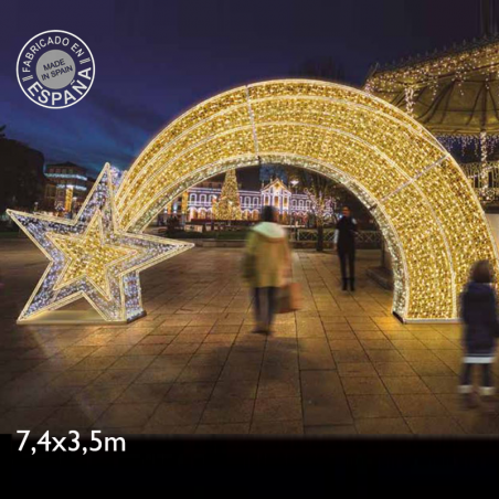 Portal estrella transitable 7,4x3,5 metros LED y tapiz PVC IP65 baja tensión 24V