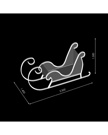 Sled 1.4x2.5x1.5 meters LED and aluminum sheet for exterior 24V