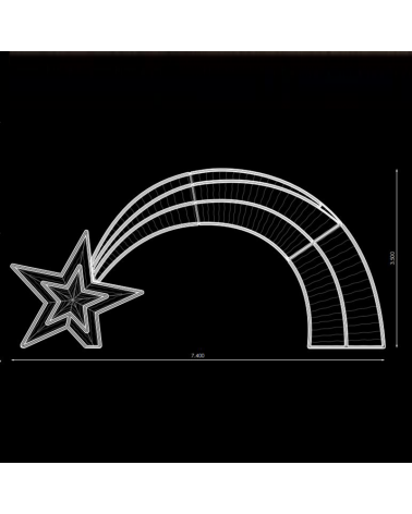 Walkable star portal 7.4x3.5 meters LED and PVC tapestry IP65 low voltage 24V