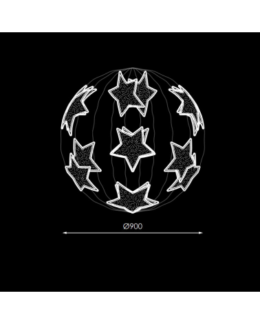 3D LED flashing star ball and tapestry 90cm suitable for outdoor use 230V 73W