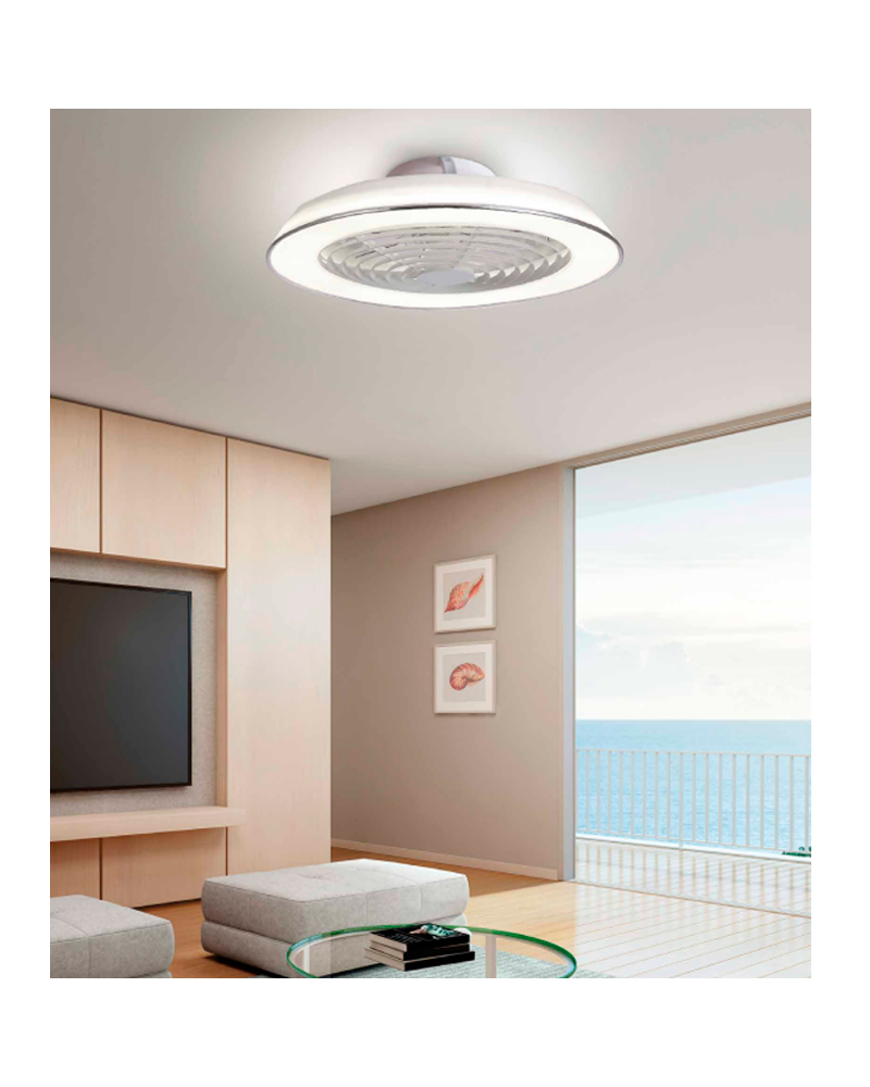 surf esquema Humedad Ventilador lámpara de techo acabado blanco 59,7cm LED 70W 2700-5000K