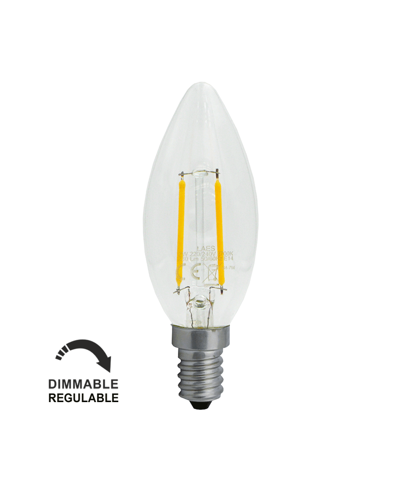 LED vintage Candle Bulb 35mm. Dimmable Clear LED filaments 4W E14 2700K 400 Lm.